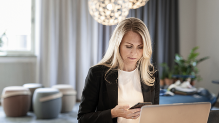 Woman looking at a screen